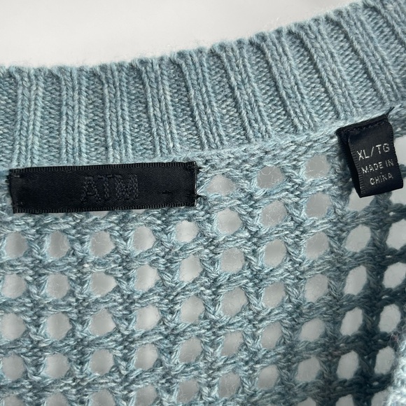 ATM Blue Ombre Wool Blend Open Knit Button Front Wool Cashmere Cardigan Size Xl - Picture 3 of 12